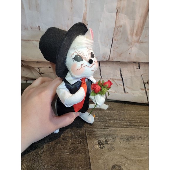 Annalee Valentine's Day Mouse roses suit tie decor figure - Picture 2 of 5